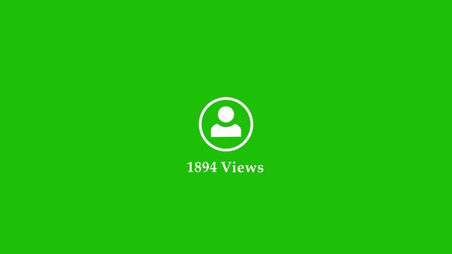 Social media views count animation. Views count with profile animation on green screen.social media video views,photo views.0 to 4000 views count animation Concept of social media.