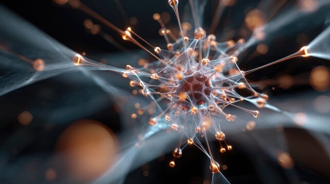Neural Network Structure: A visually stunning abstract representation of a complex neural network, with interconnected nodes and glowing synapses.
