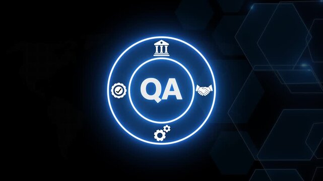 Assurance qa concept with glowing digital and business symbols testing technology