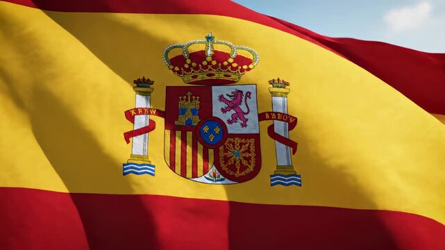 Spanish flag waving in the wind