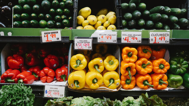 Colorful Fresh Produce Display Grocery Store Food Market Illustration