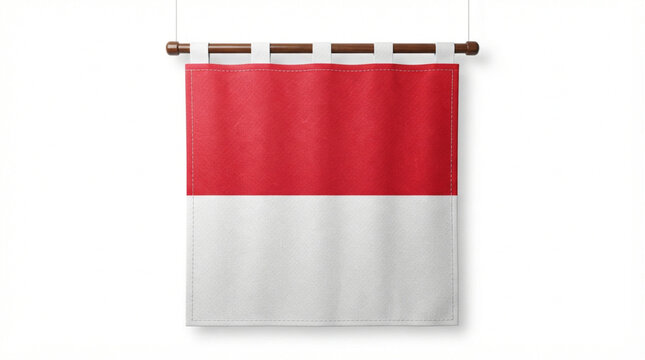 Indonesian Red White Flag Waving Isolated on White Background