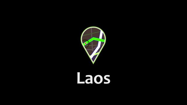 Laos Location Icon, GPS Navigation, Map Pin, Digital Marker.