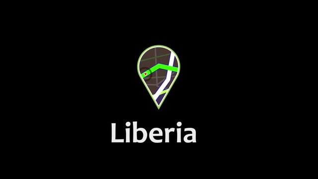Liberia Location Icon, GPS Navigation, Map Pin, Digital Marker.