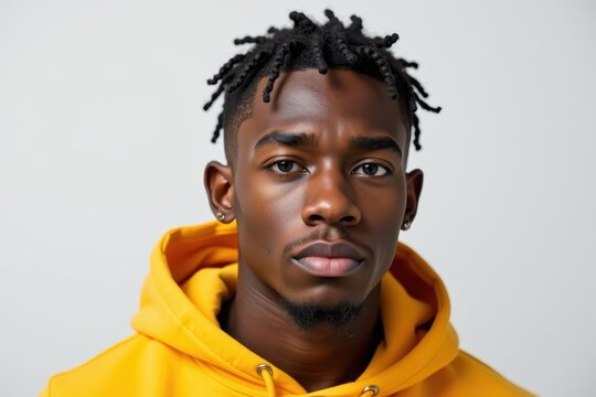 Young man with dreadlocks and a yellow hoodie