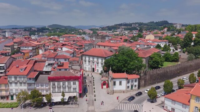 Aerial View of Guimaraes Historic Center, Guimaraes, Portugal