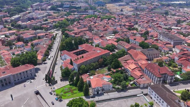 Aerial View of Guimaraes Cityscape on a sunny day, Guimaraes, Portugal
