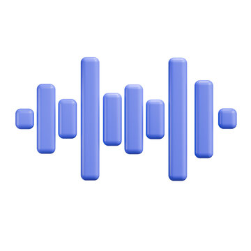 3D Blue Audio Waveform Sound Equalizer Icon on White