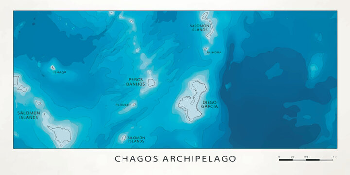 Topographic Map of the Chagos Archipelago Showing Ocean Depths a