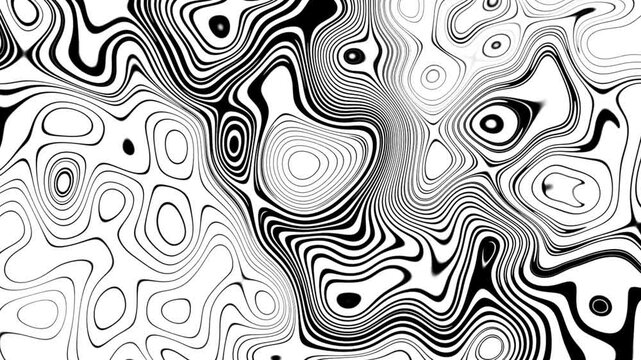 Hypnotic Monochrome Fluidity An Abstract Optical Illusion of Wavy Lines and Organic Ripples Creating a Dynamic Black and White Swirl Pattern