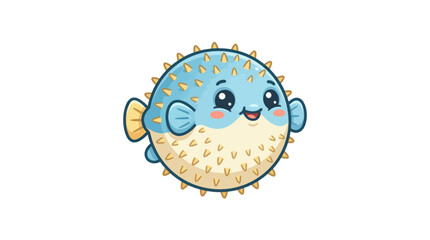 Cute Cartoon Puffer Fish Character. © siska