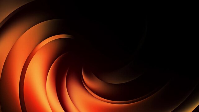 Abstract orange and black swirling background with dynamic glowing light and spiral motion
