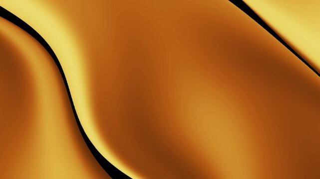 Abstract golden liquid wave background with smooth flowing glossy metal dynamic curves 3d render wallpaper