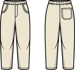 Comfortable beige sweatpants presented with clear front and back views for easy apparel design or retail display © MdSumon