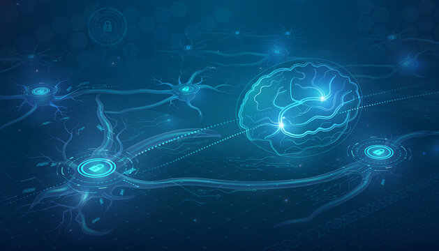 Abstract Illustration of Neural Connections and Cybersecurity Concept