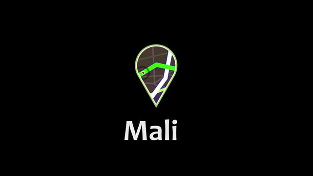 Mali Location Icon, GPS Navigation, Map Pin, Digital Marker.