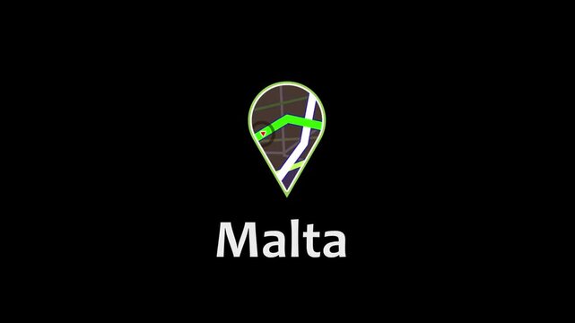 Malta Location Icon, GPS Navigation, Map Pin, Digital Marker.