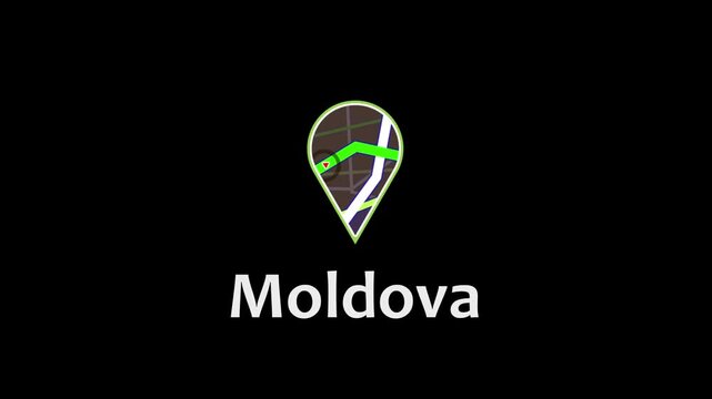 Moldova Location Icon, GPS Navigation, Map Pin, Digital Marker.