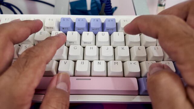 Close-up of Typing on Mechanical Keyboard