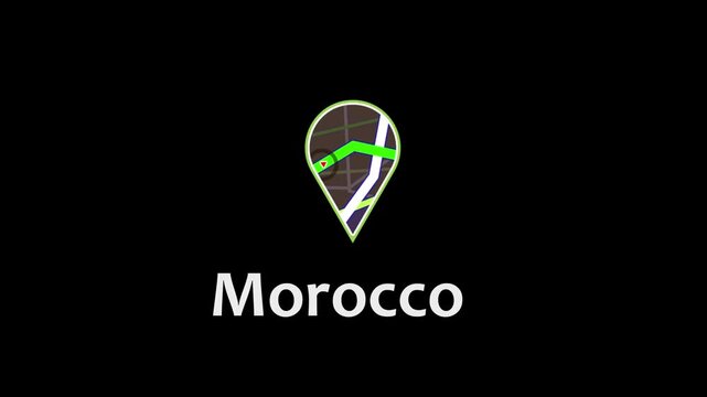 Morocco Location Icon, GPS Navigation, Map Pin, Digital Marker.