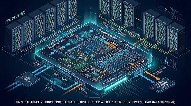 GPU Cluster FPGA Network Load Balancing Programmable Parser Match Action Custom Hash Flow Table