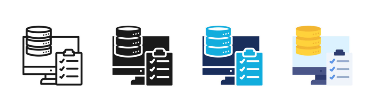 Electronic Data Capture icon set multiple style collection