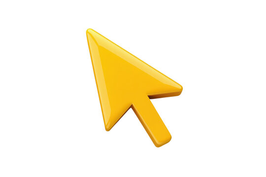Bright yellow cursor pointer isolated on transparent background