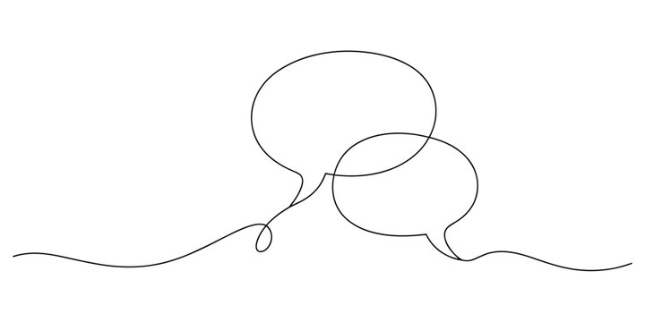 Two speech bubbles drawn with one continuous black line