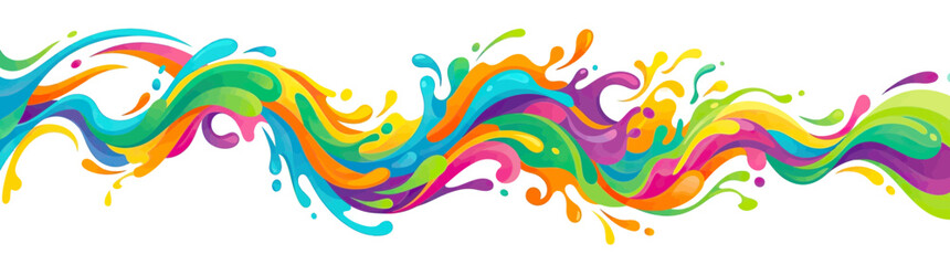 Colorful abstract fluid wave splash border © bibis