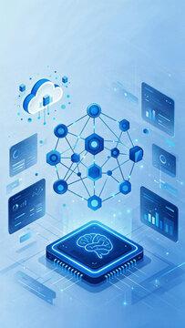 Data Network and Cloud Computing 3D Illustration