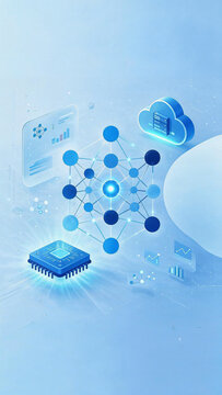 Data Network and Cloud Computing 3D Illustration