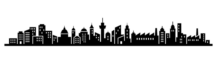 Cityscape Silhouette with Diverse Buildings and Skyline © bibis