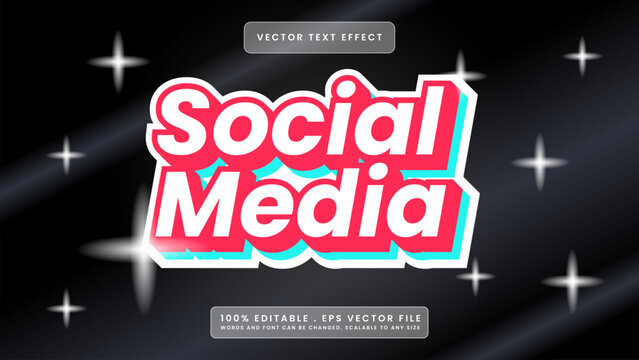 Social Media 3D Bold Text Effect with Vibrant Red and Cyan Layers on Dark Starry Background