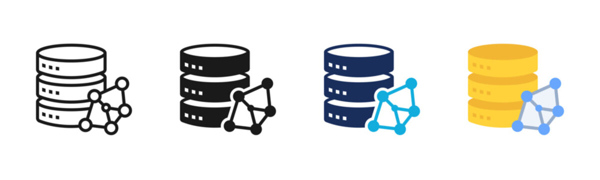 Vector Database icon set multiple style collection