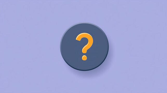 A 3D render of an orange question mark symbol on a blue button. Use for web help, support concepts, and FAQ sections.
