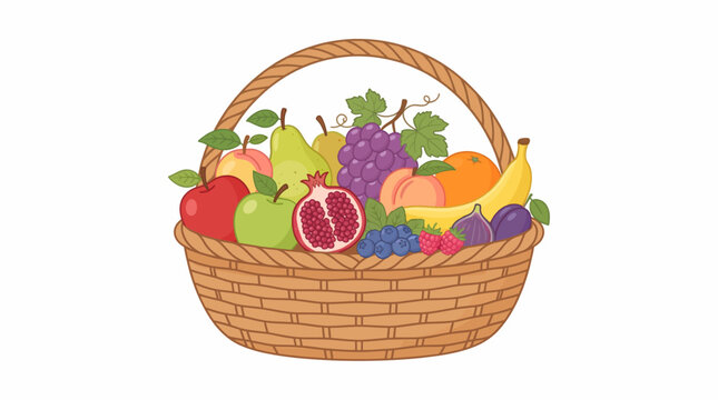 Colorful fruit basket with fresh produce. Vibrant assortment of healthy fruits for nutrition and wellness.
