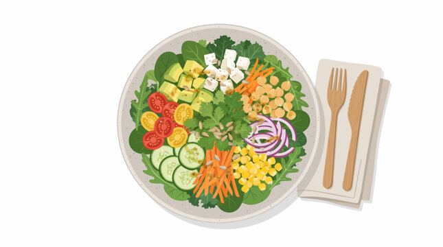 Colorful salad in bowl. Fresh vegetable mix for healthy eating.