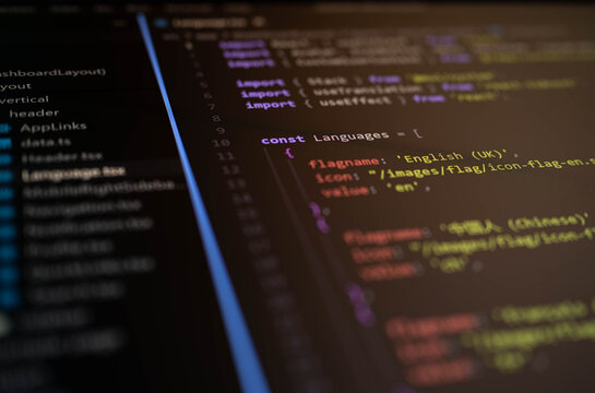 Close-up of source code displayed on a computer screen, representing software development, programming, coding, web application, developer workflow, technology, debugging, and digital innovation.