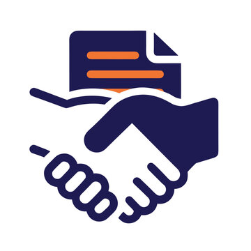 icon of business agreement, handshake, document. contract signing, partnership, deal approval, negotiation, cooperation, legal business transaction