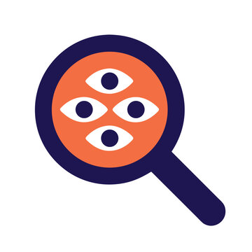 icon set of eye search. View and visibility symbol of magnifying glass. Watching, scanning and visual inspection
