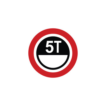 Speed Limit Sign Icon &ndash; 5T Road Restriction Vector Symbol