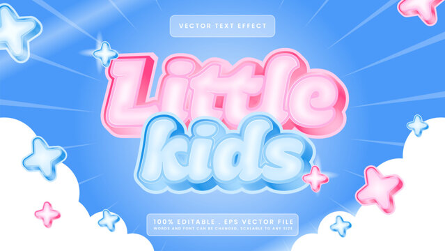 Little Kids 3D Bubble Lettering Text Effect Vector Design