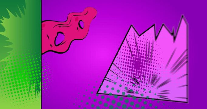 Cartoon background animation, comic book backdrop video. Retro comics pop art design.