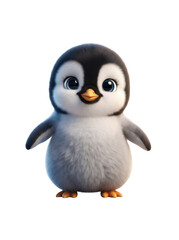 Fototapeta premium Cute baby penguin standing isolated on white background with character