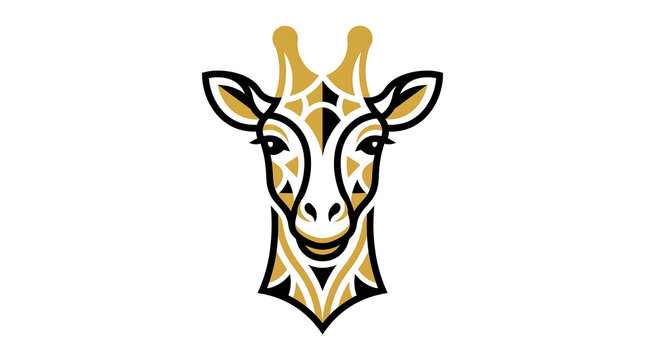 Minimalist giraffe head logo with geometric patterns.