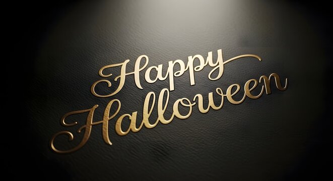 Happy halloween gold lettering on a dark textured background
