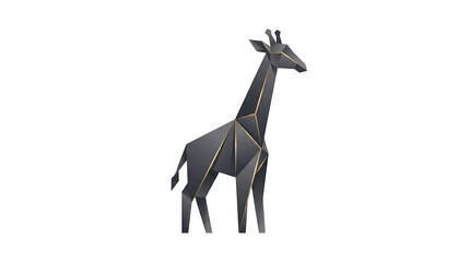 Low poly geometric giraffe in minimalist style.