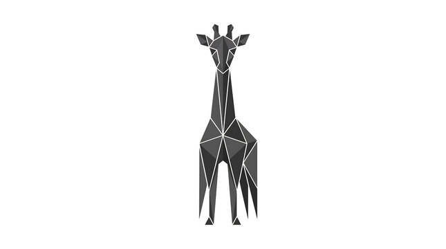 Minimalist geometric giraffe illustration in low poly style.