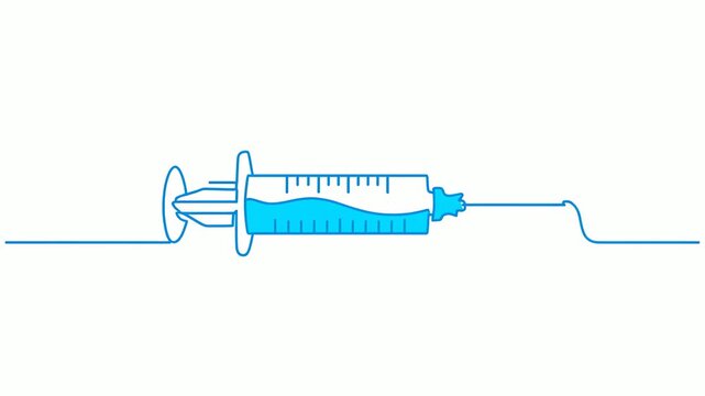 Blue syringe medical injection illustration