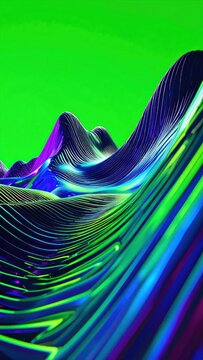 Abstract 3D neon wavy topography background.